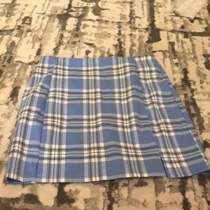 Blue plaid skirt